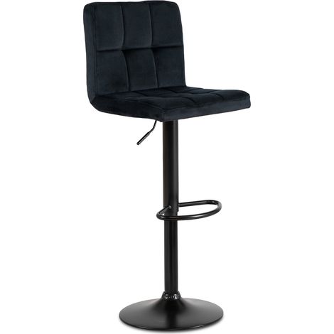 Sgabello da bar imbottito in velluto nero, moderno (1/5)