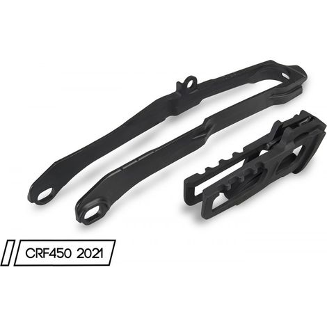 Kit de guía de cadena UFO + deslizador para Honda CRF 250 R/RX '20-'25, CRF 450 R/RX '19-'25, negro, tipo cruzado