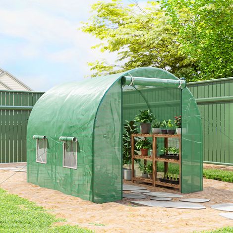 Serre de Jardin Châssis Acier 4 Fenêtres PE 2,5x2x2m Vert. (1/5)