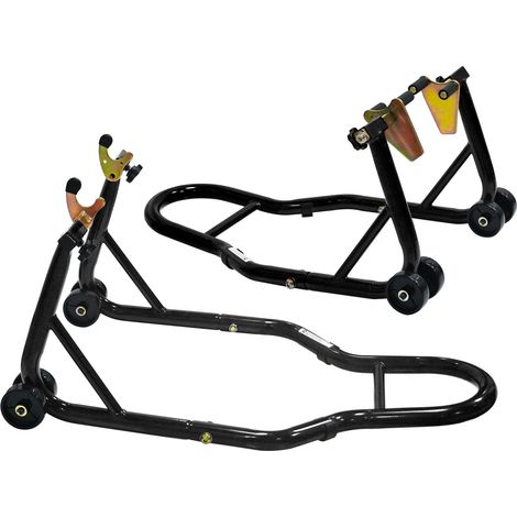 Béquille moto avant/arrière réglable acier noir HAVRYA (1/5)