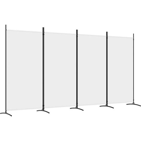 vidaXL 4-Panel Room Divider White 346x180 cm Fabric