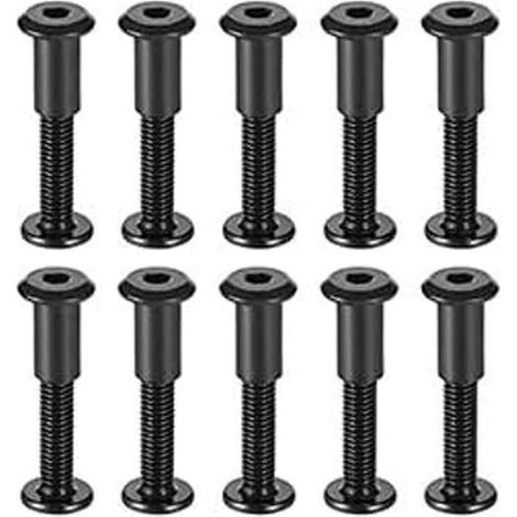 M4 x 30 mm Verbindungsschrauben – M4 Innensechskantmuttern – Edelstahl A2 V2A, schwarz oxidiert – Für Möbel und Bastelarbeiten – 10er-Packung (1/5)