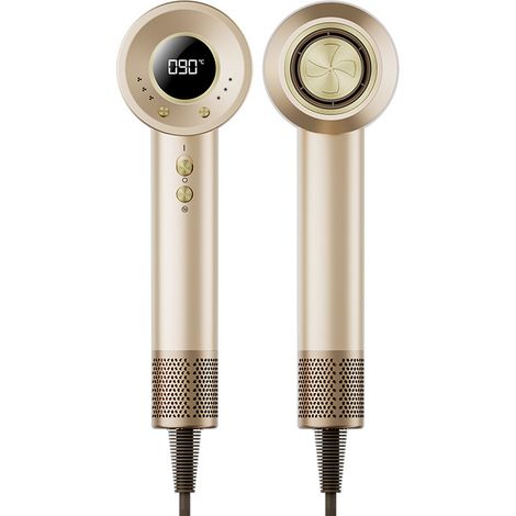 Asciugacapelli Air-Sonic con schermo LED HD, motore brushless da 110.000 giri/min, 200 milioni di ioni negativi e flusso d'aria di 25 m/s per un'asciugatura rapida. (1/5)