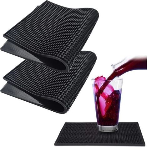 Tapis de bar, tapis d'égouttage antidérapant, tapis à café, 30 x 15 cm, tapis de bar pour KTV, bar, restaurant, bancs de maison (2 pièces [700]-AquaForge (1/4)