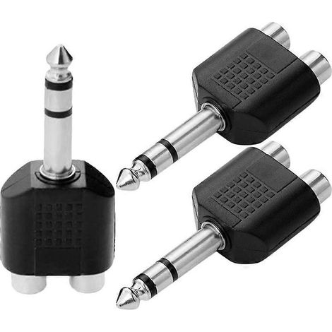 3 adaptateur audio RCA vers jack 6,35 mm, répartiteur stéréo, alliage de zinc, noir, pour home studio et matériel audio professionnel (1/5)