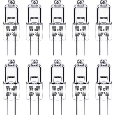 G4 Halogen Bulb, Techgomade G4 12V 10W Bulb, Warm Yellow 2700K, 100lm, Dimmable, G4 Halogen, Clear Capsule Light, Pack of 10 (1/5)