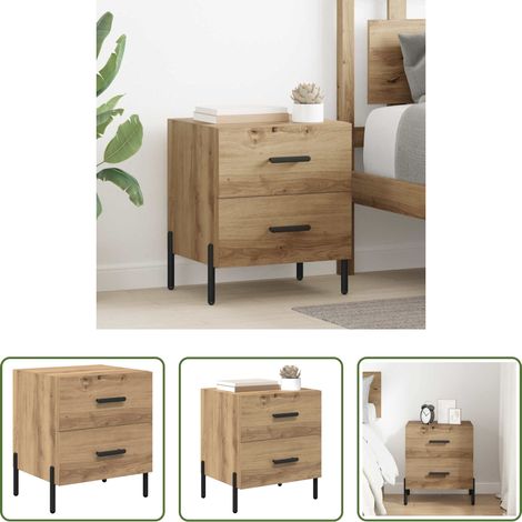 Rangement chambre - Cabinet de chevet avec tiroir Chêne artisanal 40 x 35 x 47,5 cm (1/5)