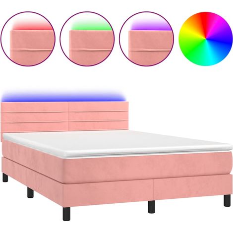 Maison Exclusive - Boxspringbett mit Matratze & LED Rosa 140x200 (1/5)