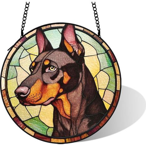 Ornement vitrail suspendu multicolore, diamètre: 15 cm (1/5)