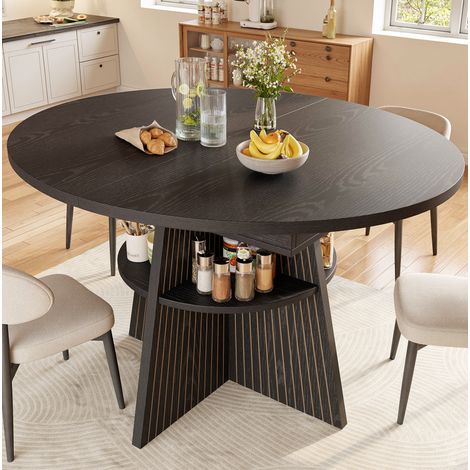 Tisch aus MDF schwarz 110-150 x 110 x 76 cm, rund/rechteckig, 2-8 Personen (1/5)