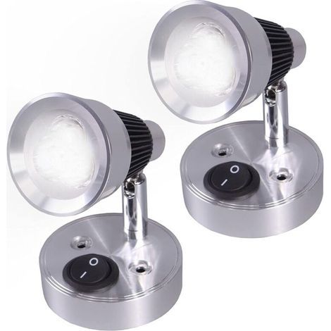 12V LED Spot Lampe de Lecture Murale 2 pièces Auto LED Lumière Interrupteur réglable Intérieure Caravane Van Lumière pour Camping-Car, Camper Van, Bateau (Froid Blanc) (1/5)