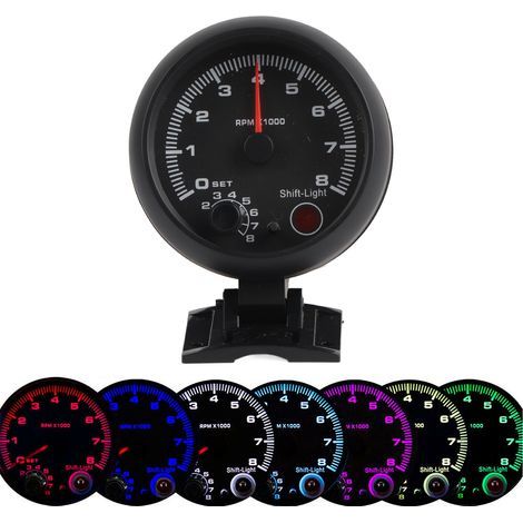 Zeiger-Drehzahlmesser, Drehzahlmesser für Drehzahlmessung, Kunststoff-Drehzahlmesser mit einstellbarem Offset-Indikator für 12V-Fahrzeuge. (1/5)