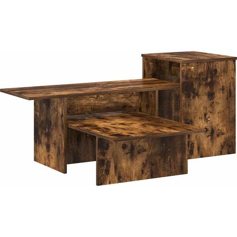 Table console，Table d'appoint，Bout de canapé，Meuble d'entrée Chêne fumé 91,5 x 35 x 38,5 cm Bois d'ingénierie