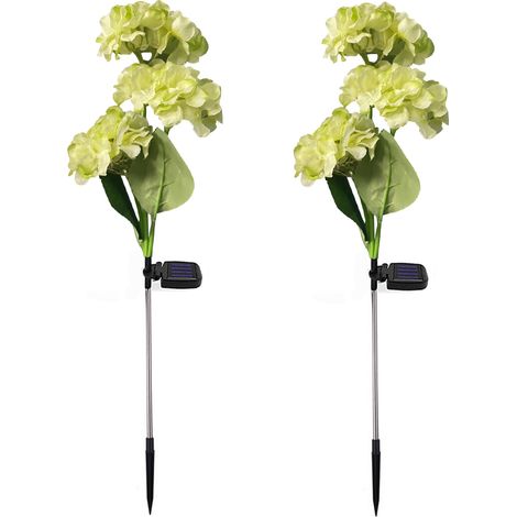 Lot de lampes solaires en forme de fleurs, lampes de sol pour hortensias, pour jardin, pelouse, cour (1/4)