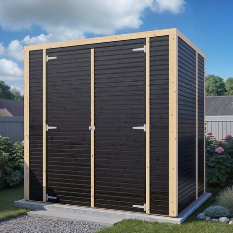 Abri de jardin bois Bertilo Fineline 18mm 3,26m² noir (1/5)