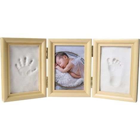 EASYCOMFORT Empreintes de mains et de pieds de pleine lune de bébé pour commémorer les petits pieds du nouveau-né. Cadre photo avec empreintes de mains de bébé, souvenir du 100e anniversaire. (1/5)