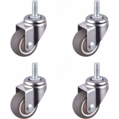 25-mm-Lenkrollen mit Geräuschdämpfung – 4er-Set TPE-Räder – M6-Gewindeschraube – Für Hartböden und Möbel – Crezuo