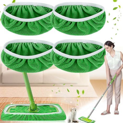 Set di 4 Panni Riutilizzabili per Swiffer Sweeper Mop, Fodera per Scope Molto Assorbente e Cattura lo Sporco, Panni Asciutti, Ricambi per Uso Umido e Secco (1/5)
