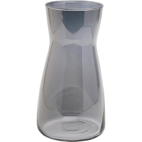 Vase à Fleurs en Verre Transparent 20 cm de Haut Vase décoratif pour Herbe de la Pampa, Tulipes, orchidées, Roses, Fleurs séchées (Gris fumé) (1/5)