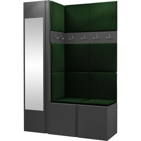 Conjunto para recibidor Hartford 277, Manila 35, 186x124x46cm, Espejo, Aglomerado laminado, Tapiz, Montada en la pared, Colocada (1/5)
