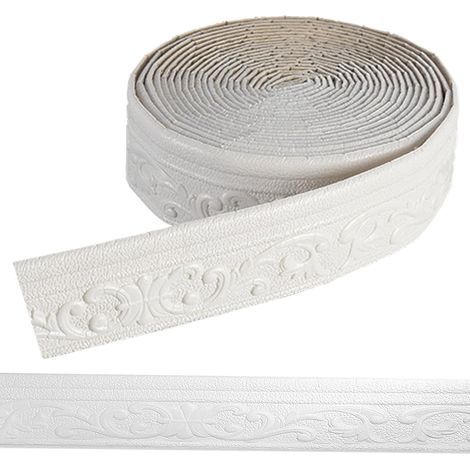 Frise Murale Adhesive, 10 m x 8 cm Moulure Murale, Moulure Decorative, 3D Frise Autocollante Blanche pour Couloir, Plafond, Coin, Ligne D'angle, Salon, Chambre Décoration (1/5)