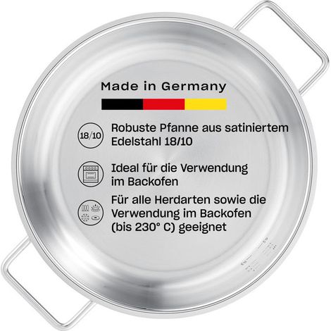 Fissler Padella da Portata Pure Collection Acciaio Inox 24 cm per Induzione