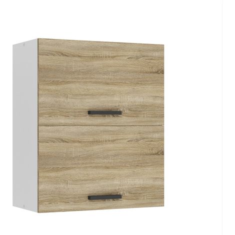 BELINI Meuble Haut Cuisine SGP2-60 I Meubles de Cuisine - Mural, Rangements, 2 Portes I Taille: 29,6 x 60 x 72 cm I Armoire Murale avec Poignée en Métal I Couleur: chêne Sonoma (1/5)
