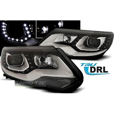 Paire de feux phares VW Tiguan 11-16 Daylight DRL led noir-27362091 (1/4)