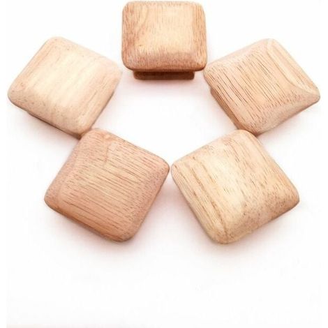 10 Pièces Boutons Carrés en Bois Boutons d'Armoire en Bois Poignées de Tiroir Meubles Armoire Poignées de Meubles