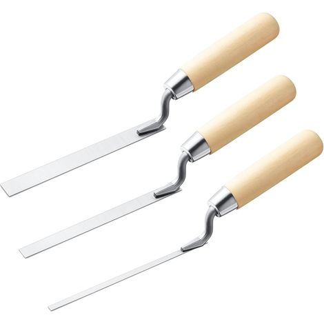 3-teiliges Putzkellen-Set mit Holzgriff, professionelles Werkzeug für Mauerwerksreparaturen und Bauarbeiten. (1/4)