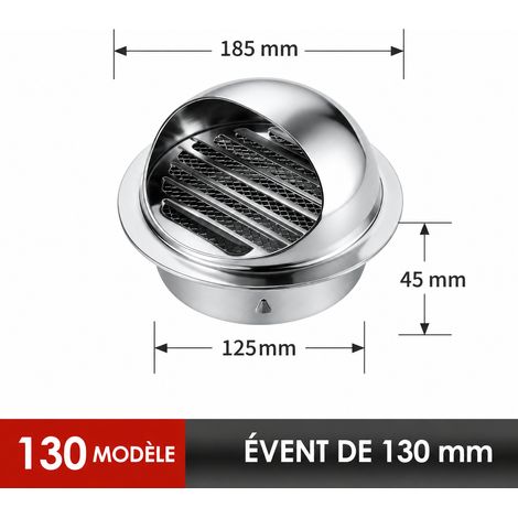 Chapeau de ventilation mural extérieur en acier inoxydable 201 brillant extra épais 130 mm 201 130mm réf 5897 – Livraison gratuite
