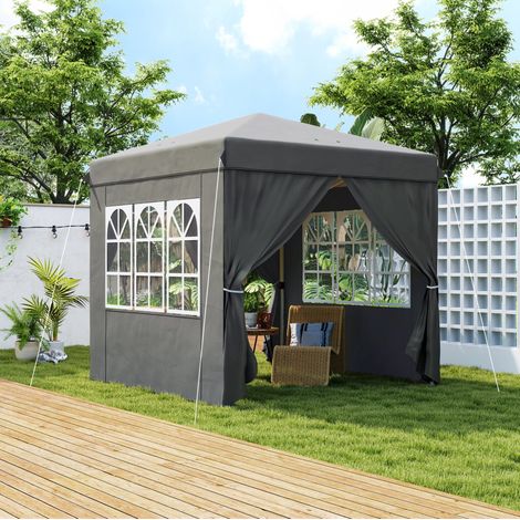 gazebo pieghevole 250x250 regolabile con pareti grigio HAVRYA (1/4)