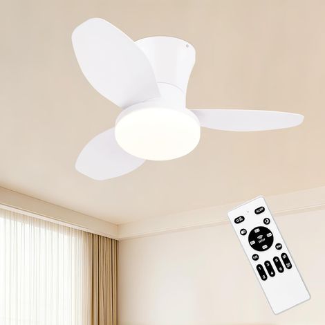 Petit plafonnier ventilateur de plafond, luminaire de 63,5 cm avec ventilateur, convient aux chambres d'enfants  convient aux cuisines, salles de bains, chambres, garages, blanc. (1/5)