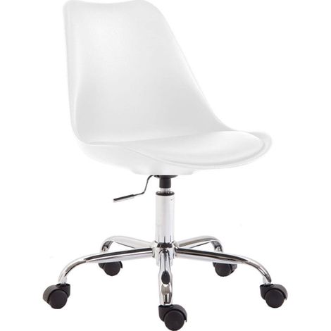 Chaise de bureau tabouret à roulette hauteur réglable blanc TABO10028