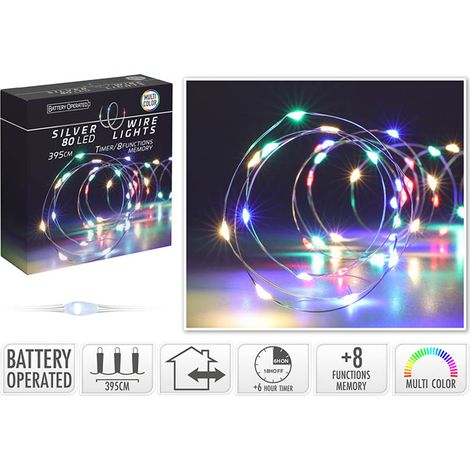 LUCI DI NATALE LED, 395CM, 80 LED, MULTICOLORE