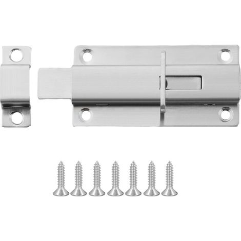Loquet Porte Verrou de Fermoir avec Vis, Verrou Porte Exterieur Longueur 8.5 CM, Loquet Portail en Acier Inoxydable Pratique, pour Pour Portes, Fenêtres, Clôtures, Brossée