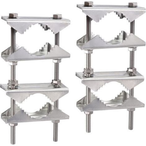 Support Antenne Exterieur Fixation Pince à Mât Antenne Antirouille Kit de Montage Pole à Pole pour 25-50 mm Diamètre Starlink TV Satellite Lora WiFi 4G LTE CB Radio Amateur Parasol, Lot de 2 (1/5)