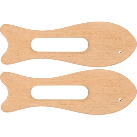 Lot 2 planches en bois de hêtre poli en forme de poisson, grattoir robuste et sûr pour bras, jambes et dos. (1/5)