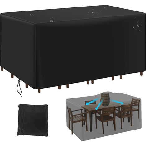 Funda para muebles de exterior, resistente al agua, protección UV, color negro-d, 330x220x70cm (1/2)