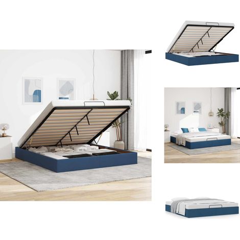 Cadre de lit ottoman sans matelas bleu 180x200 cm tissu - Cadre De Lit Ottoman - Cadres De Lit Ottomans - Cadre De Lit - Cadre De Lit Avec Rangement (1/5)