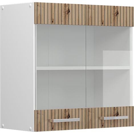 Mobile da cucina in vetro R-Line, Rovere artigianale, 60 cm, Vicco