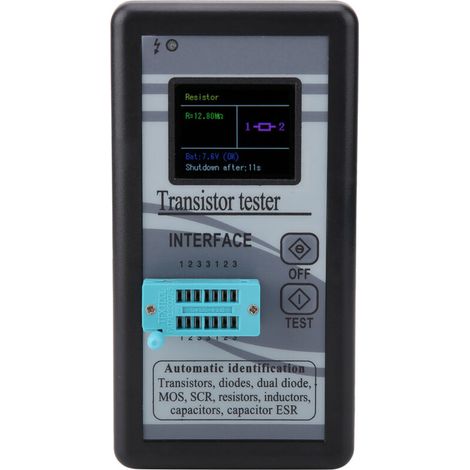 Jeffergarden Testeur de transistors, capacimètre multifonctionnel portable alimenté par batterie, avec écran LCD M328 pour divers tests électriques (1/5)