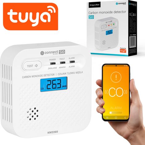 Detector de alarma con sensor de monóxido de carbono Kruger&Matz ConnectS10