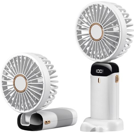 Ventilatore portatile ricaricabile bianco - Ventilatore da tavolo senza fili - Ventilatore con supporto per telefono - 5 velocità - Come visto su TikTok (1/5)