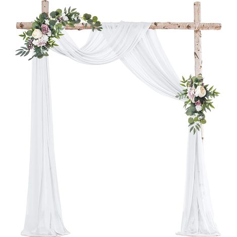 1 Rideau en tulle, Mousseline transparente, 75x600cm, Décoration arche, Mariage, Fête (1/5)