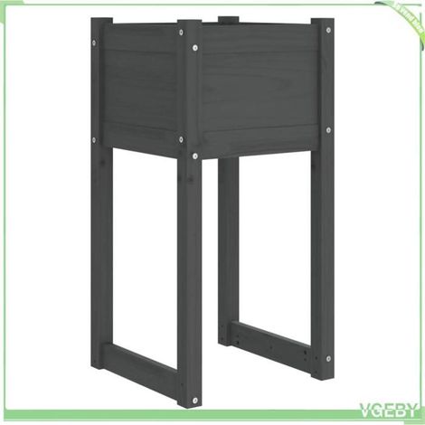 Jardinière - FAFEICY - 822126 - Bois de pin massif - Gris - 40x40x81 cm (1/5)