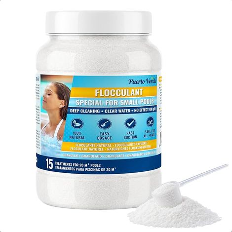 Natural Flocculant 15 Treatments. Clarifying for Small Pools and Spas. Turbidity Eliminator for Crystalline Water. Safe to Use Pellet Form.