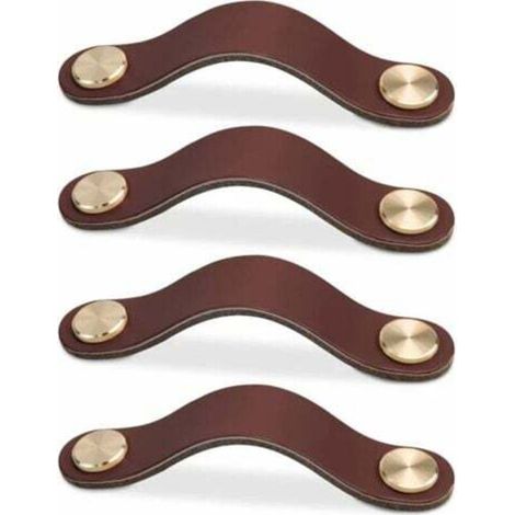 maniglie in pelle (marrone scuro, 96 mm) per mobili, pomelli per ante di armadi, pomelli per cassetti, maniglie vintage per armadi, cassettiere, cucina e bagno. (1/3)