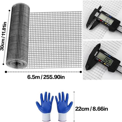 Anti Rodent Wire Mesh 300 mm x 6.5 m Rigid Galvanised Wire Mesh Fine Mesh Chicken Wire Mesh Fence for Home and Garden Raised Bed Mouse Blocks Gaps (1/3)