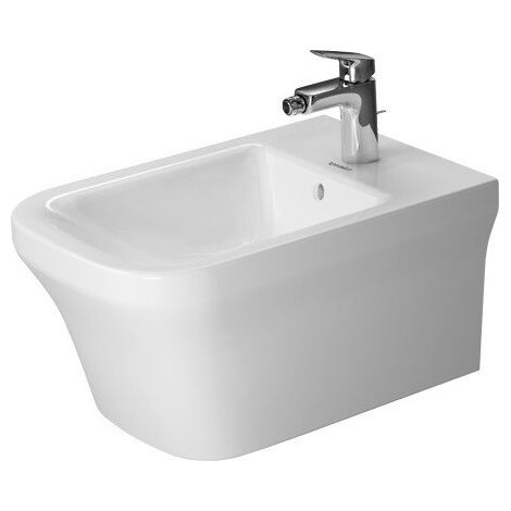 Bidet mural P3 Comfortsavec trop plein plage de robinettrie 380x570mm 1 trou de robinetterie blanc